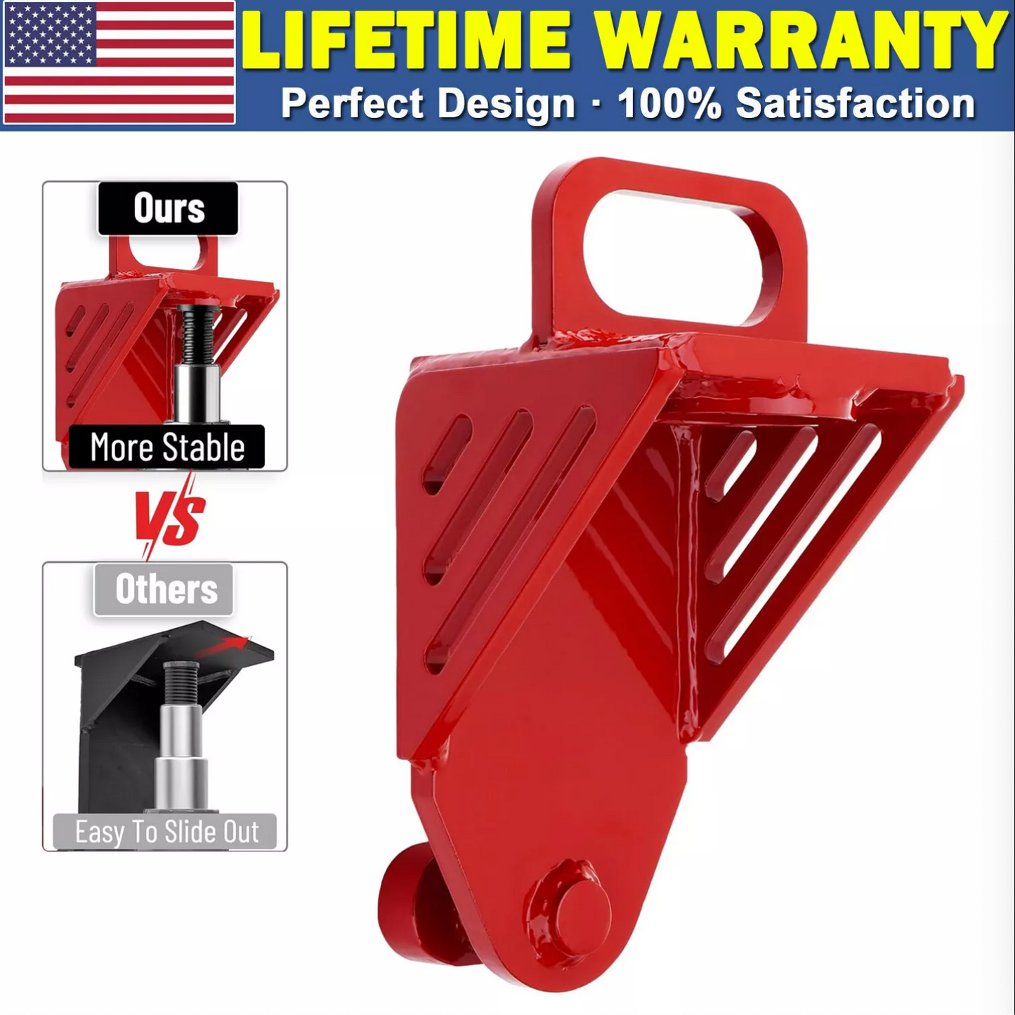 Shipping Container Jack Lug, with Handle, Red Jack Leveling Attachment 74000lbs