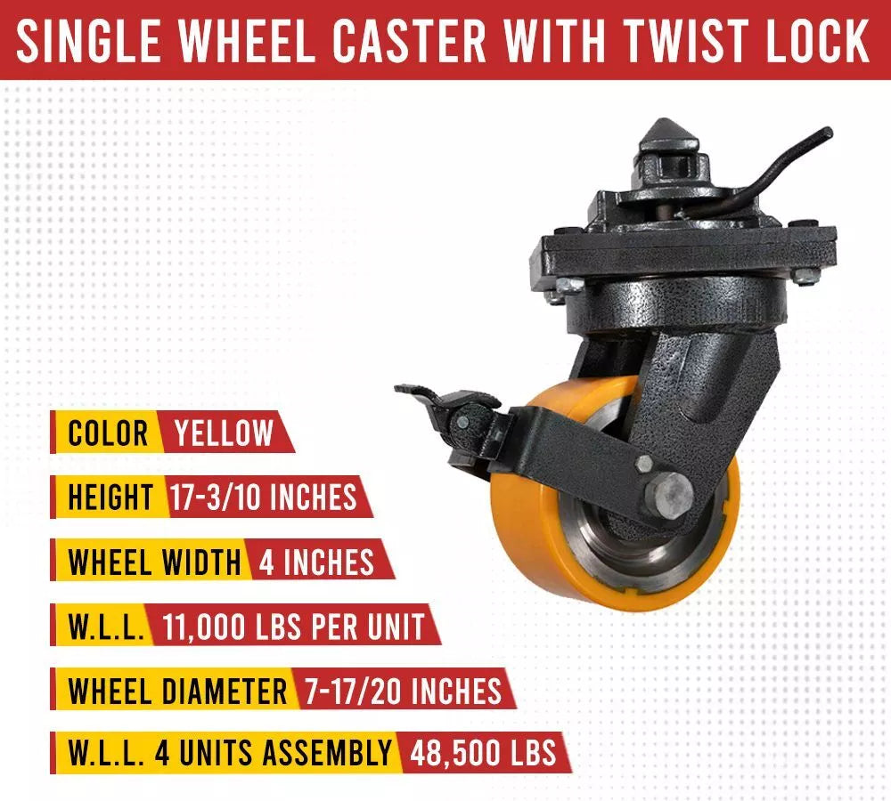 4Pk Heavy Duty 8" ISO Shipping Container Caster Wheels with Brakes 11000 lbs WLL