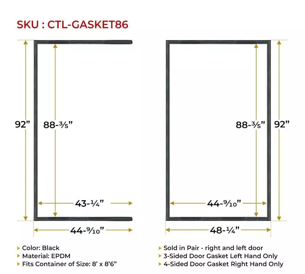 Shipping Container (STD) Rubber Door Sealer Gaskets (8'6")