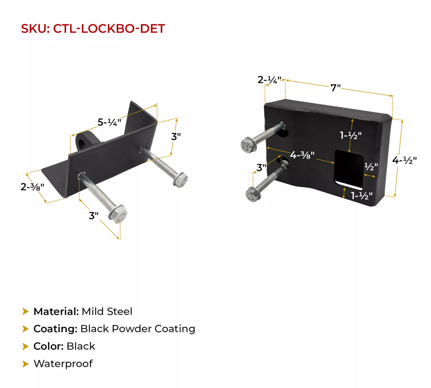 2 Pk Heavy-Duty Shipping Container Lock Box Bolt-On Detachable Hardware Included