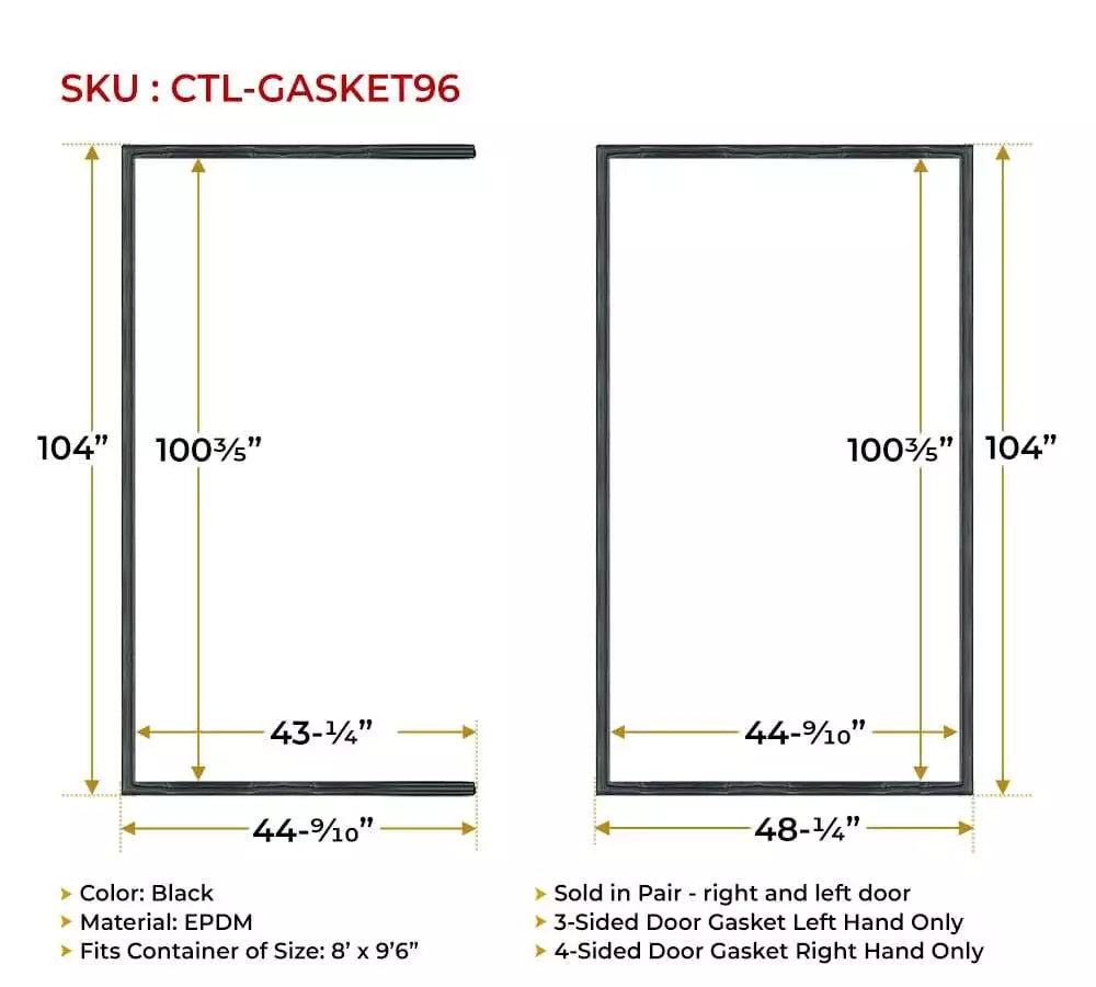 Shipping Container HC Rubber Door Sealer Gaskets (9'6")